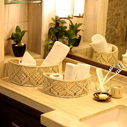 Macrame Designer Storage Basket Set Of 2 - Leechoo